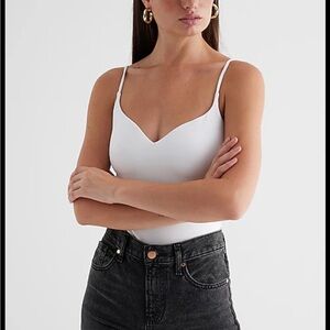 Express Body Contour Sweetheart Sweater Cami Tank - White Medium